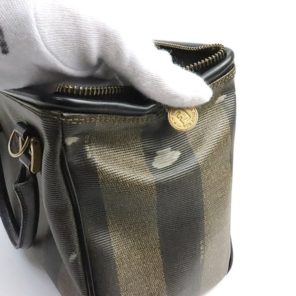 Fendi Pequin Boston Bag Leather Black - Picture 9 of 9